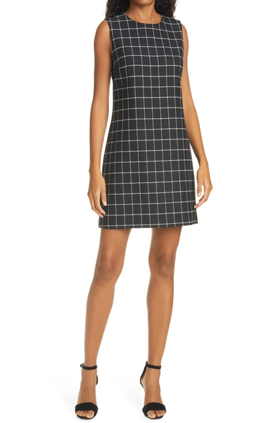 Shop Alice And Olivia Ellis Windowpane Check Shift Minidress In Black/ White