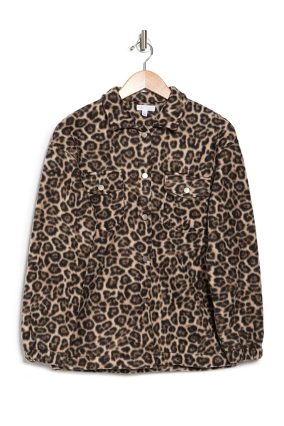 Shop Abound Cozy Fleece Shirt Jacket In Tan Leopard