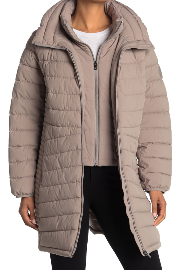 Dkny Packable Puffer Coat W/ Bib In Thistle ModeSens