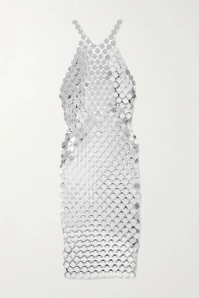 Shop Fannie Schiavoni Cara Chainmail Midi Dress In Silver