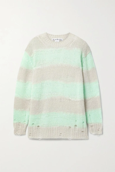 Shop Acne Studios Striped Knitted Sweater In Mint