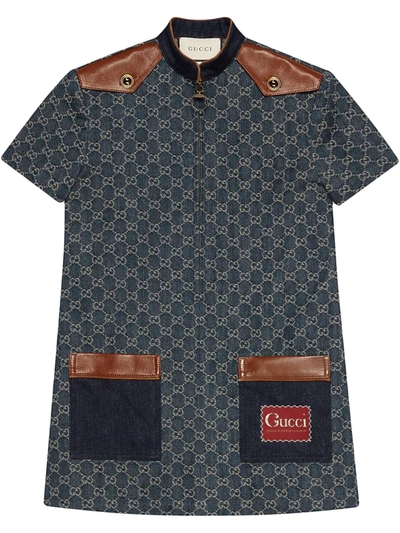 Shop Gucci Eco-washed Organic Denim Dress In Blue