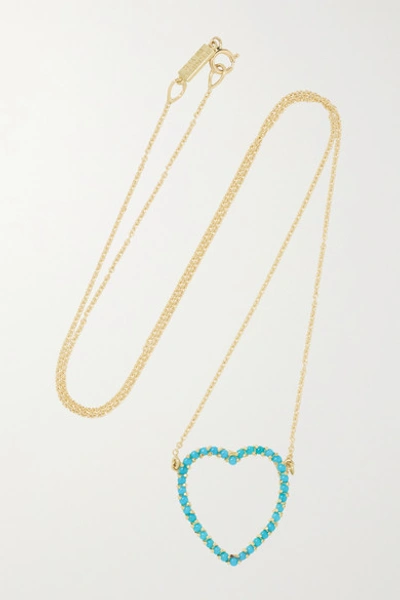 Shop Jennifer Meyer Large Open Heart 18-karat Gold Turquoise Necklace