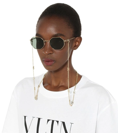 Shop Valentino Vlogo Sunglasses In Gold