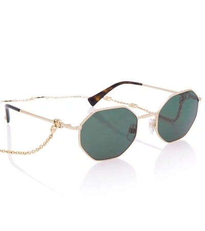 Shop Valentino Vlogo Sunglasses In Gold