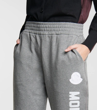 Shop Moncler Logo Cotton-blend Sweatpants In Grey