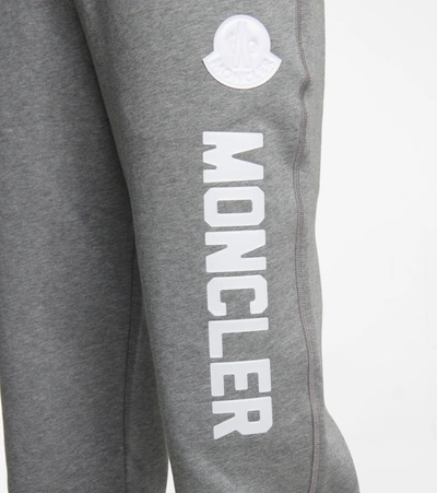 Shop Moncler Logo Cotton-blend Sweatpants In Grey