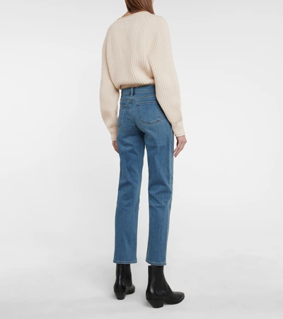 Shop J Brand Adele Mid-rise Straight Jeans In Blue