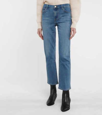 Shop J Brand Adele Mid-rise Straight Jeans In Blue
