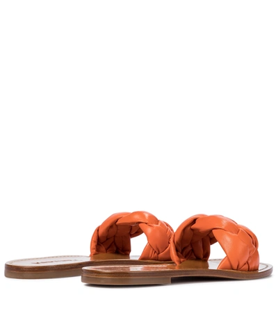 Shop Souliers Martinez Pelota Braided Leather Slides In Orange