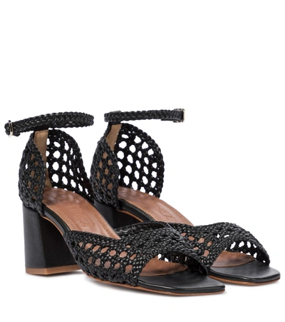 Shop Souliers Martinez Procida 65 Woven Leather Sandals In Black