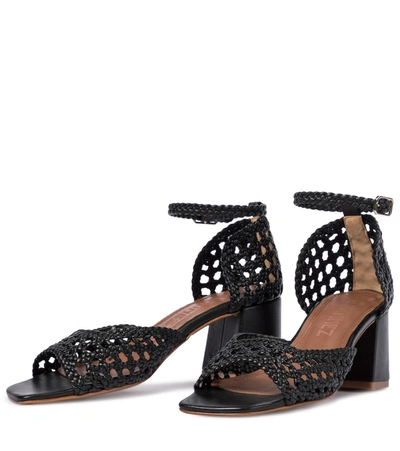 Shop Souliers Martinez Procida 65 Woven Leather Sandals In Black