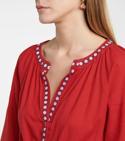 Shop Melissa Odabash Tania Cotton And Linen Kaftan In Red