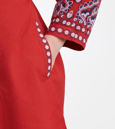 Shop Melissa Odabash Tania Cotton And Linen Kaftan In Red