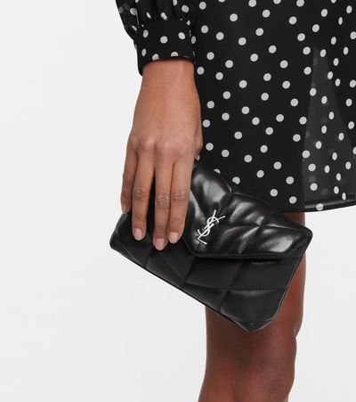 Shop Saint Laurent Puffer Leather Clutch In Nero