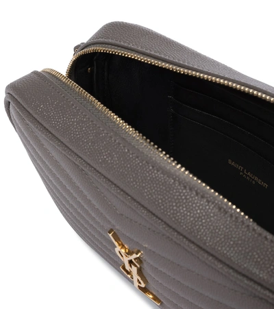 Shop Saint Laurent Lou Camera Mini Leather Shoulder Bag In Grey