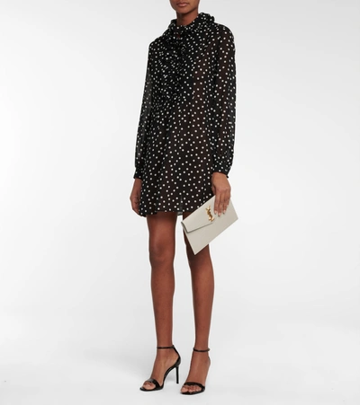 Saint Laurent Neutral Uptown Mock Croc Leather Clutch Bag In White