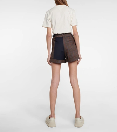 Shop Monse Checked Wool Shorts In Brown