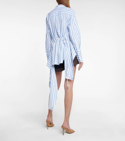 Monse Stripe Drawstring Asymmetrical Shirt In Blue