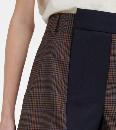 Shop Monse Checked Wool Shorts In Brown