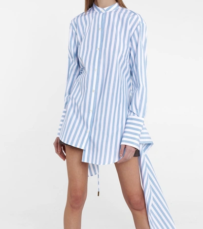 Monse Stripe Drawstring Asymmetrical Shirt In Blue