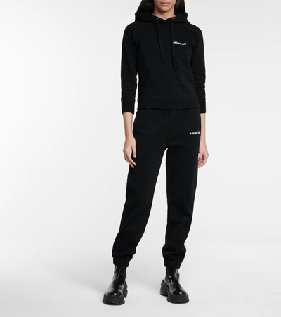 Shop Helmut Lang Logo Cotton Jersey Hoodie In Black