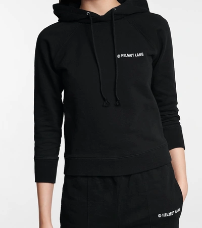Shop Helmut Lang Logo Cotton Jersey Hoodie In Black