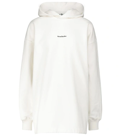 Shop Acne Studios Logo Cotton-jersey Hoodie In White