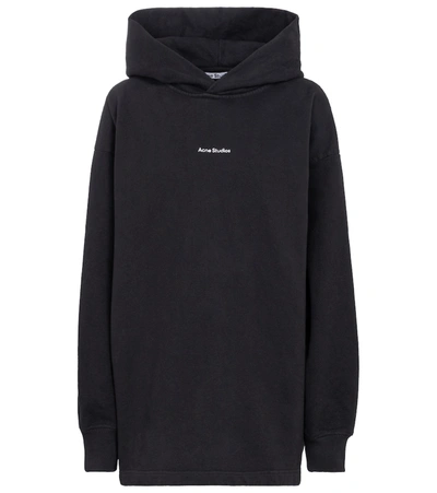 Shop Acne Studios Logo Cotton Jersey Hoodie In Black