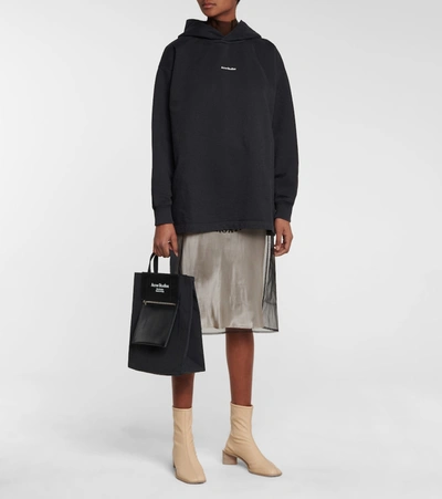 Shop Acne Studios Logo Cotton Jersey Hoodie In Black