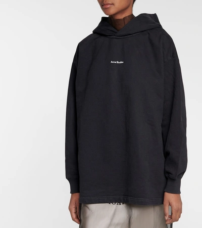 Shop Acne Studios Logo Cotton Jersey Hoodie In Black