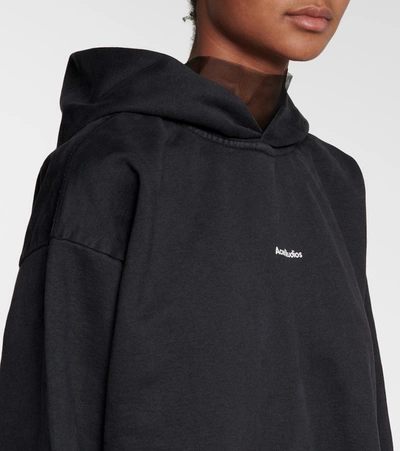 Shop Acne Studios Logo Cotton Jersey Hoodie In Black