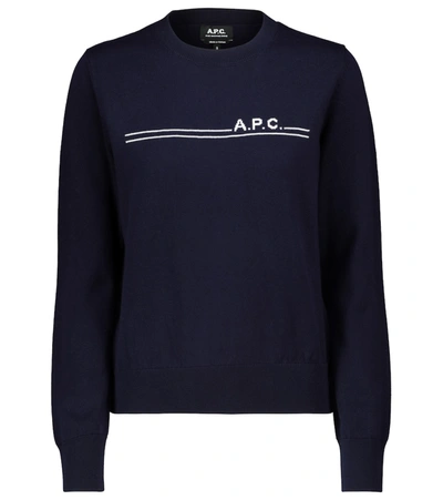 Shop Apc Eponyme Cotton And Cashmere Sweater In Blue
