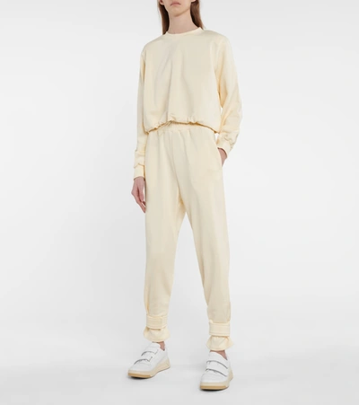 The Frankie Shop Drawstring Cotton Terry Sweatshirt In White