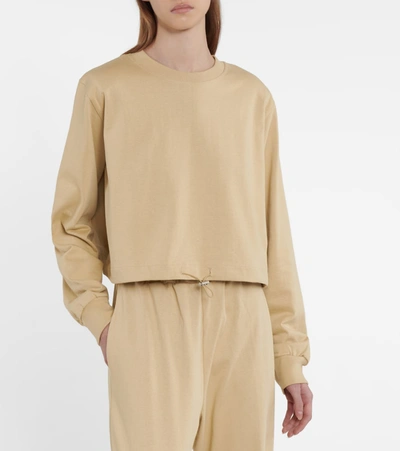 Shop The Frankie Shop Drawstring Cotton Terry Sweatshirt In Beige