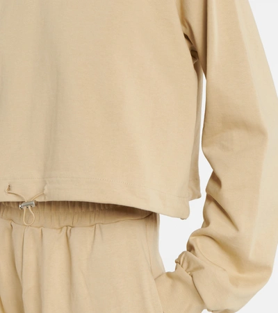 Shop The Frankie Shop Drawstring Cotton Terry Sweatshirt In Beige