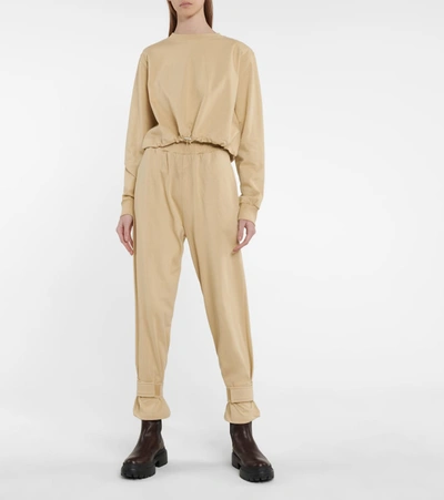 Shop The Frankie Shop Cuffed Cotton Terry Sweatpants In Beige