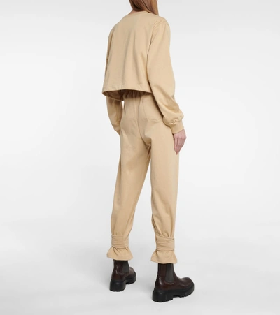 Shop The Frankie Shop Cuffed Cotton Terry Sweatpants In Beige