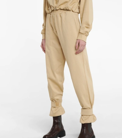 Shop The Frankie Shop Cuffed Cotton Terry Sweatpants In Beige