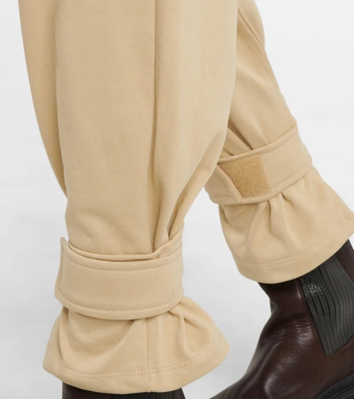 Shop The Frankie Shop Cuffed Cotton Terry Sweatpants In Beige