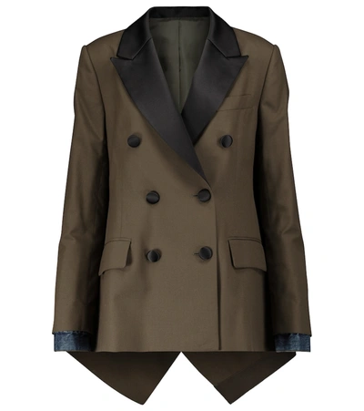 Shop Sacai Double-breasted Blazer In Brown