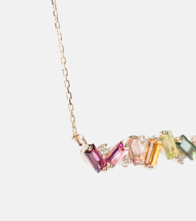 Shop Suzanne Kalan Frenesia Rainbow Bar 14kt Gold Necklace In Multicoloured