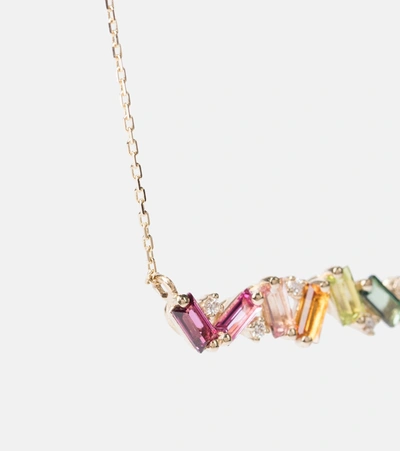 Suzanne Kalan Frenesia Rainbow Bar 14kt Gold Necklace In Multicoloured
