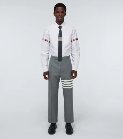 Shop Thom Browne 4-bar Wool Suiting Pants In Grey