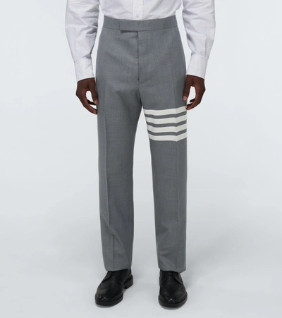 Shop Thom Browne 4-bar Wool Suiting Pants In Grey