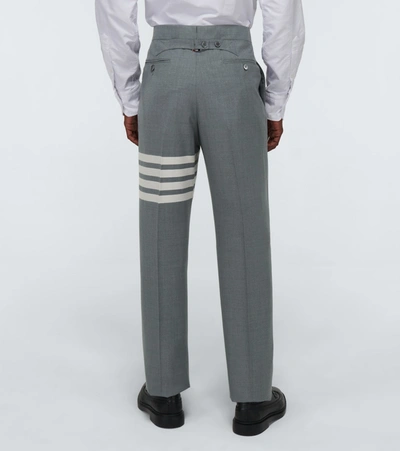 Shop Thom Browne 4-bar Wool Suiting Pants In Grey