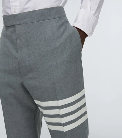 Shop Thom Browne 4-bar Wool Suiting Pants In Grey