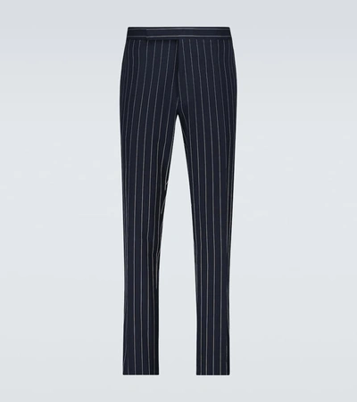 Shop Ralph Lauren Gregory Pinstriped Pants In Blue