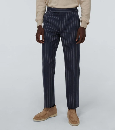 Shop Ralph Lauren Gregory Pinstriped Pants In Blue