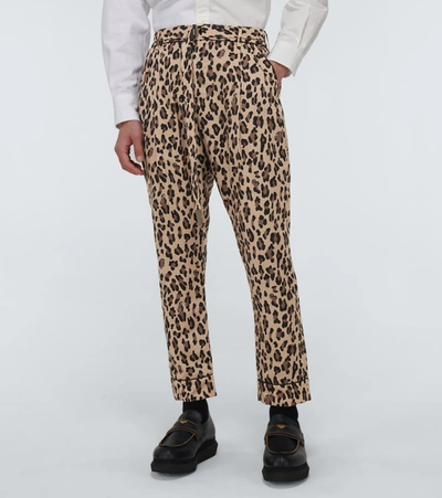 Shop Sacai Archive Printed Mix Leopard Pants In Beige